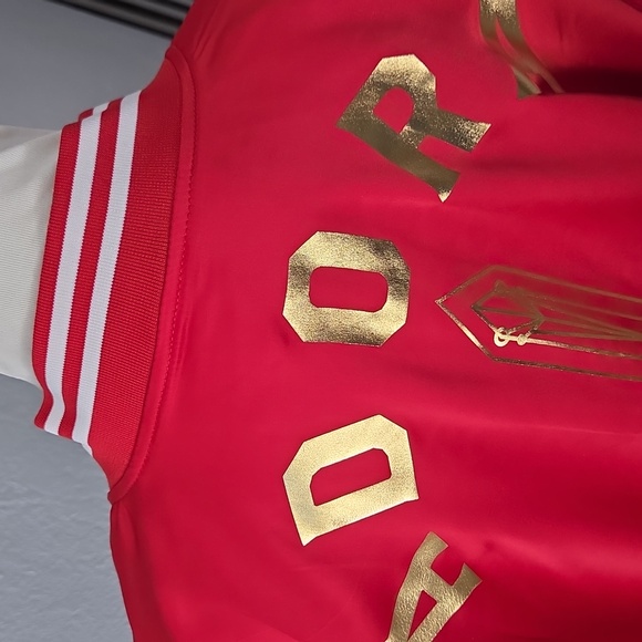 XL Red Satin Jacket with Gold Lettering - Picture 6 of 10